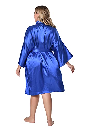 Image of EPLAZA Women Silky Satin Robe Wedding Bridal Party Bride Bridesmaid Robes Kimono Loungewear Dressing Gowns
