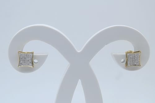 Dazzlingrock Collection 0.15 Carat (ctw) Round White Diamond 7.87mm Micro Pave Hip Hop Studs in 18K Yellow Gold Plated Sterling Silver, Screw Back, Unisex Design Ladies, Mens Real Diamond Earrings4