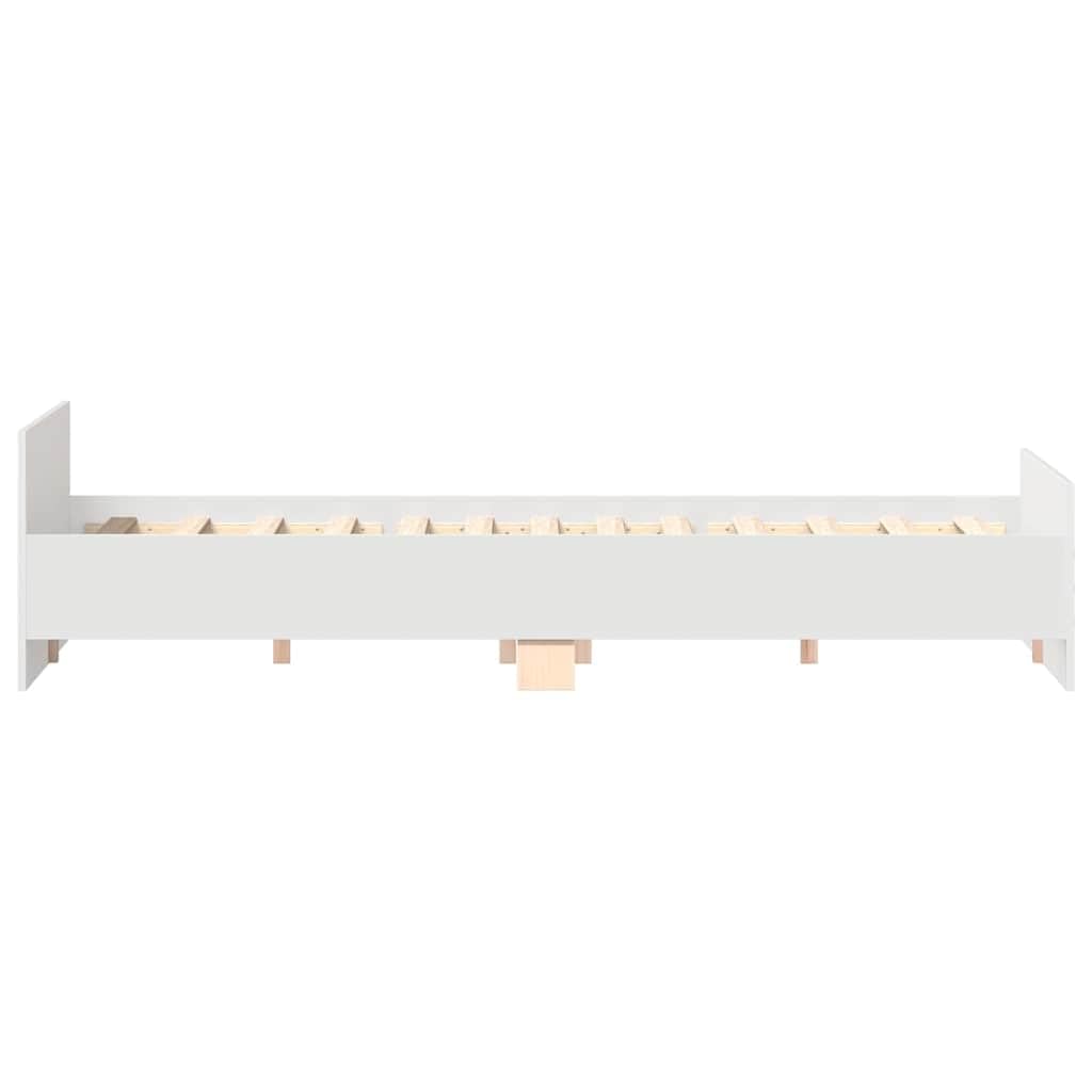 vidaXL Bettgestell, Bettrahmen mit Lattenrost, Bett Gästebett mit Kopfteil Fußteil, Metallbett Doppelbett Schlafzimmerbett, Weiß 160x200cm