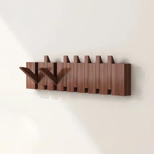 Perchero de Pared de Madera de Haya con Forma de Piano, Perchero de Pared Abatible con Ganchos, Ganchos Decorativos para Abrigos, Bolsos, Sombreros, para la Entrada, el Dormitorio(Brown,8 Hooks)