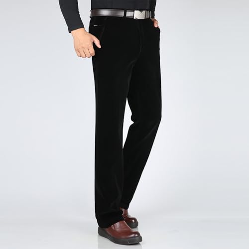 Mens Corduroy Pants Casual Straight Leg Trousers with Pockets Button-Fly High Waist Solid Color Dress Pants3
