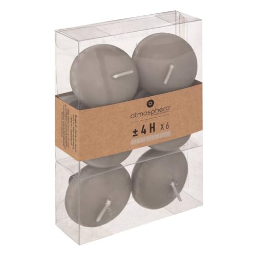 Atmosphera - Lot de 6 bougies flottantes - gris taupe - 25g
