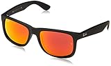 Protective case included Ray-Ban 0RB4165 Justin Classic Sonnenbrille Large (Herstellergröße: 55), Schwarz (Gestell: schwarz, Gläserfarbe: rot verspiegelt 622/6Q)