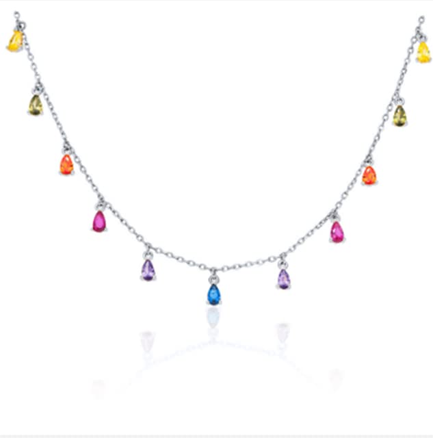 Color Diamond Star Moon Collana in Vero Argento Sterling 925 per Gioielli da Donna Collana Girocollo con Catena Fantasia Farfalla Smaltata