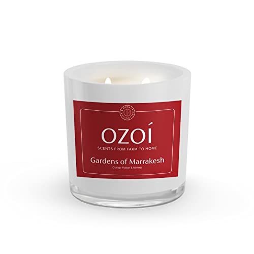 OZOI Duftkerze Orangenblüte & Mimose 'Gardens of Marrakesh' im Glas mit Deckel & 2 Dochten, Brenndauer bis zu 50 Std. (300 g), in Geschenkbox Cover