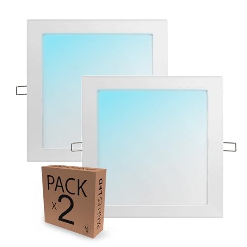 Lámpara de Techo LED 18W Cuadrada, Plafón LED Cuadrado Techo para Cocina, Salón, Pasillo, Focos LED Interior 219x219mm,...