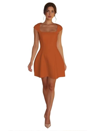 M·Q NAIL Burnt Orange Sleeveless Mini Dress for Women 2025