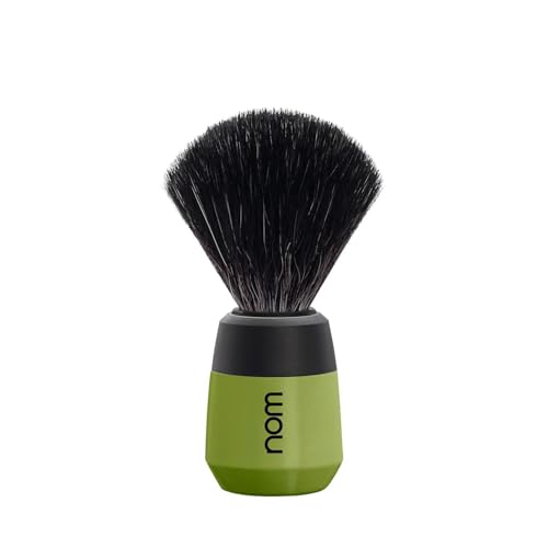 NOM Max Shaving Brush | Vegan Shave Brush for Shaving soaps and creams | sustainable eco-friendly and reusable | Exfoliating Shaving Brush | Olive handle image 3