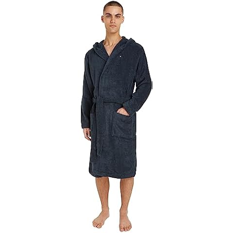 Tommy Hilfiger Men's Hooded Bathrobe XL, Blue Cover