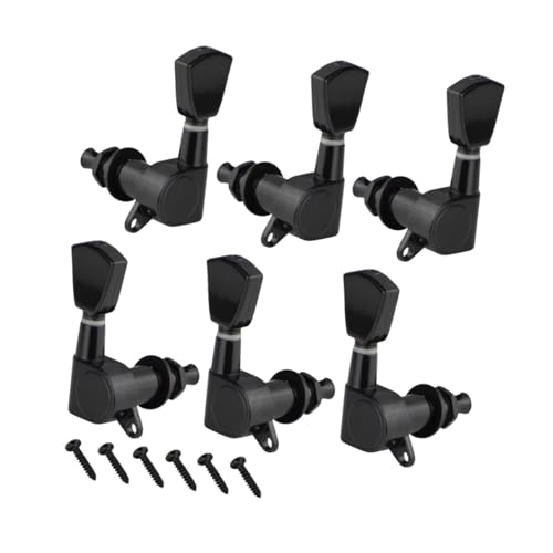 LeeQinersw 6個のギターチューニングペグ3L3Rエレキギター用パーツ, 黒