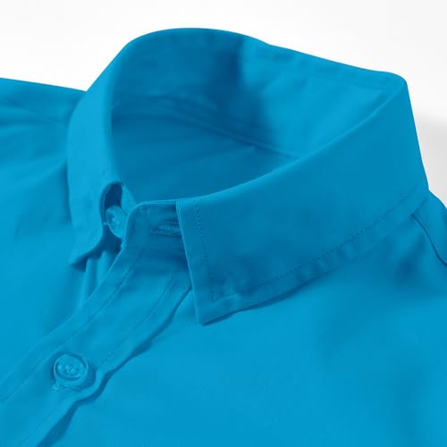 Image of Boys' Button Down Dress Shirts Kids Long Sleeve Solid Collared Uniform Shirt for Toddler Boy (Size 2T-20)