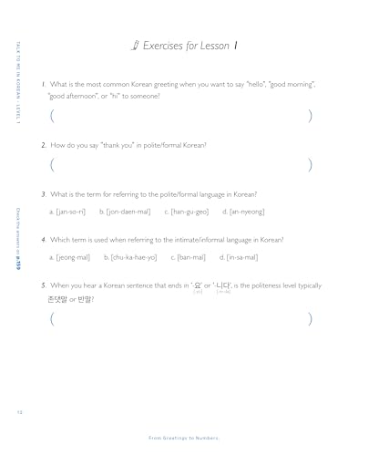 Talk To Me In Korean Level 1 (Downloadable Audio Files Included)