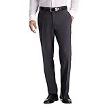 Kenneth Cole Reaction Men's Techni-Cole Mini Check Modern Fit Flat Front Dress Pant, Charcoal, 34Wx30L
