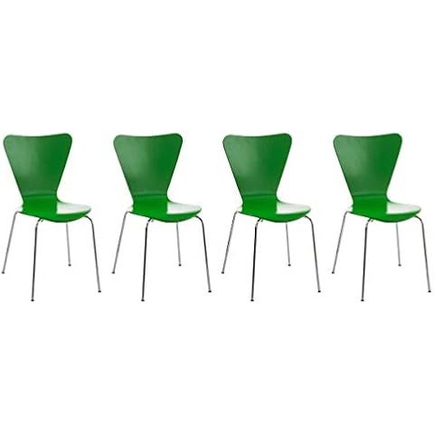 CLP 4X Konferenzstuhl Calisto mit Holzsitz und stabilem Metallgestell I 4X platzsparender Stuhl Cover