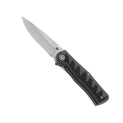 CRKT Ruger Crack-Shot Compact EDC Folding Pocket Knife: Assisted Opening Everyday Carry, Plain Edge Blade, Fire Safe Thumb Stud, Liner Lock, Textured Non Slip Handle, Pocket Clip R1205, Silver - Straight, 9001388