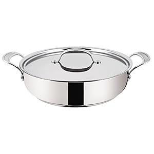 Tefal Jamie Oliver Stainless Steel Premium Series Non-Stick Shallow Fry Pan and Lid, 30 cm