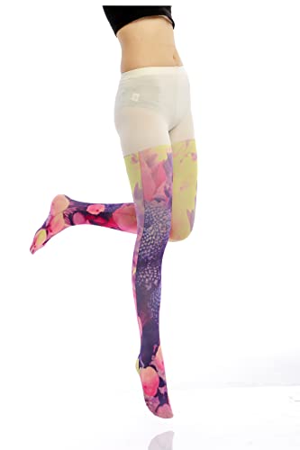 Image of Sahabowi Women Tights, Sheer High Waist Pantyhose, Vintage Control Top Stockings, Siwa opaque print1