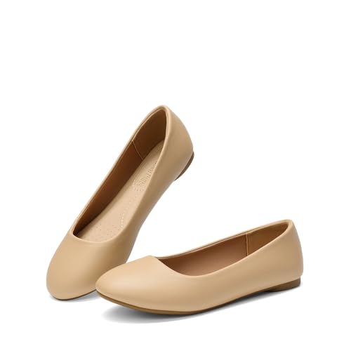 DREAM PAIRS Women's Ballet Flats Shoes 5 Nude-pu-1