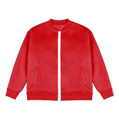 Girls Zip Up Jackets Fashion Fall Long Sleeve Sweatshirts Oversized Comfortable Jacket Outerwear with Pockets 5-13Y3