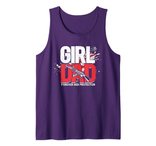 Mens Girl Dad Forever Her Protector, American Father, US Dad Tank Top