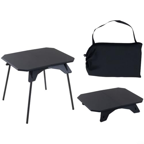 Kivivaka Mesa de camping plegable compacta con bolsa de transporte, escritorio de picnic de viaje para senderismo al aire libre, barbacoa, parte superior de plástico y patas de aleación, color