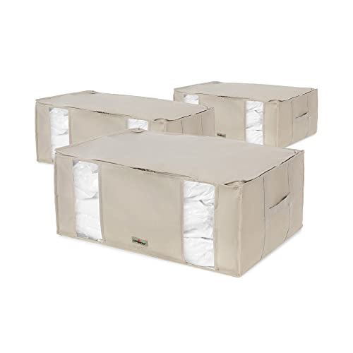 Compactor - Lot de 3 housses de rangement sous vide - Taille XXL très grande capacité - Beige - Compression couettes oreillers vêtements - Rangement armoire