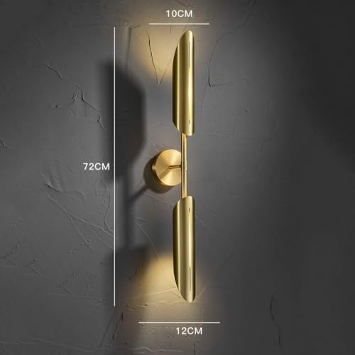 Image of Modern Wall Sconce Light, Sleek Gold Metal Design with Curved Cylindrical Fixtures, 3-Color (Warm, Natural, Cool), Indoor Wall Lamp for Living Room, Bedroom & Office Decoration