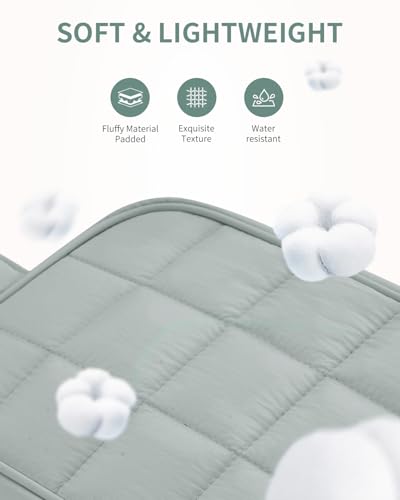 Image of Narwey Quilted Makeup Bag Puffy Make up Bag Cosmetic Bag Organizer, Puffer Travel Toiletry Bag for Traveling Women Girl, Travel Bag for Toiletries, Skincare Medicine Bags (Sage Green)