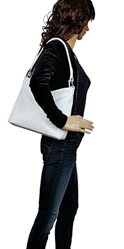AMBRA Moda GL35 - Damen Handtasche Schultertasche Umhängetasche aus genarbtem Rindsleder (Rosa Nude)