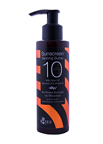 Original Rizes Tanning Butter LSF 10 - Aceite bronceador con aceite de almendra, aceite de oliva y vitamina E, para un bronceado natural