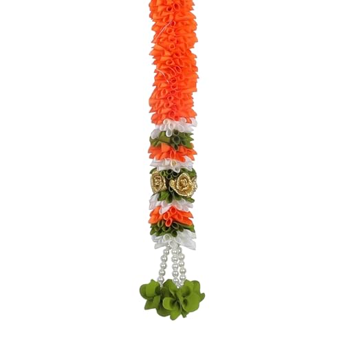 Image of Amazon Brand Umi - Toran for Main Door Entrance, Bandarwal for Festival, Pooja Mandir & Wedding, (42 inches x 24 inches) Handmade Traditional Flower Hanging for Home & Office Decor (Orange)
