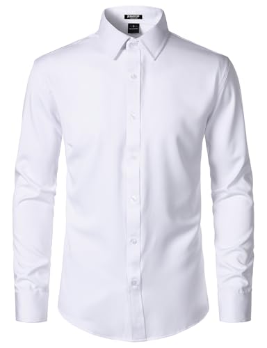 Men's Stretch Soft Slim Fit Dress Shirts Long Sleeve Formal Wedding Business Casual Button Down Shirt3