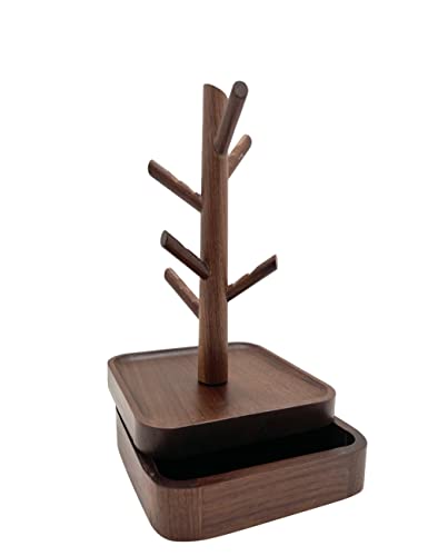 Decorative Wooden Jewelry Box, Jewelry Holder Tree for Necklace Bracelet Earring Ring, Small Stand Jewelry Organizer, Key Watch Holder for Men, Everyday Carry Tray