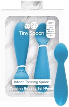 ezpz Mini Utensils (Fork & Spoon in Blue) - 12 Months+ - Utensils