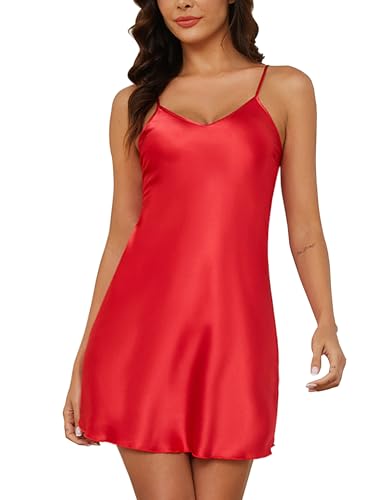 Marvmys Ladies Satin Nightgown Silk Lingerie Slip Dress Sexy V Neck...