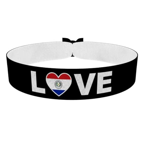 Bracelet Paraguay - Accessoire en Satin Imperméable - Bijou de Supporter Mixte - Objet Patriotique pour le Football - Idée Cadeau pour Amateurs de la Coupe du Monde
