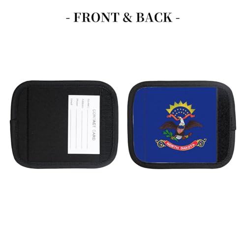 2 Pcs Luggage Handle Wraps, North Dakota State Flag Print Grip Handle Cover/Travel Bag Identifier for Suitcase Accessories4