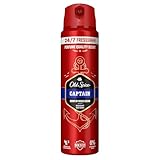 Old Spice Captain Deospray für Männer 150 ml, 24/7 Frischhh bei täglicher Anwendung, lang anhaltender Duft in Parfümqualität, Schutz vor Gerüchen, Ohne Aluminiumsalze, unsichtbar auf Schwarz und Weiß