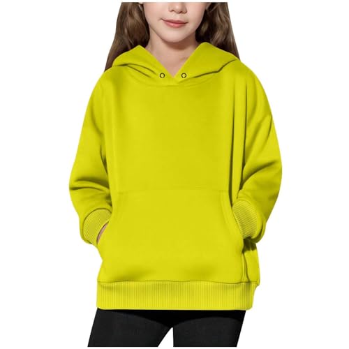 DDAPJ pyju Girls Boys Hoodies Sweatshirts Cute Long Sleeve Tops Solid Color Loose Pullover Shirts with Pocket 4-14 Years2