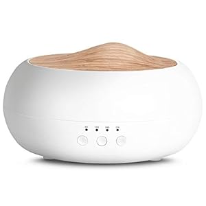 SALKING Aromadiffuser 250 ml, ultrasone aromatherapie diffuser voor etherische oliën, luchtbevochtiger, elektrische geurlamp, warmwit licht, wit, houtnerf diffuser voor thuis, kantoor, yoga