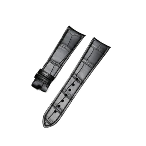 Bracelet en cuir noir Zenith 22mm tête d'arc pour costume homme