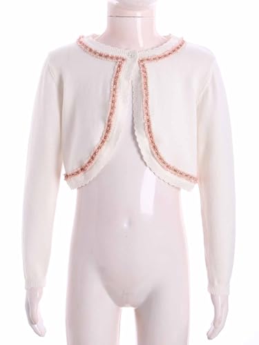Kids Girls Long Sleeve Cropped Cardigan Open Front Bolero Shrug Elegant Cropped Knitted Jacket3