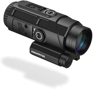 Swampfox Saber 5X Prism Scope Red Strike MOA Reticle 90° Sidecar for Speed & Precision Motion Sensing Auto-On Shake N’ Wake Technology