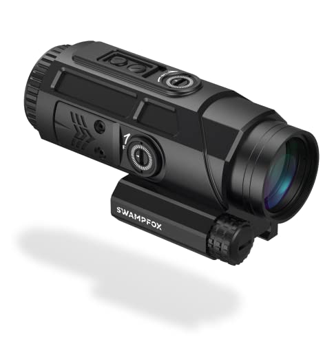 Swampfox Saber 5X Prism Scope Red Strike MOA Reticle 90° Sidecar for Speed & Precision Motion Sensing Auto-On Shake N’ Wake Technology