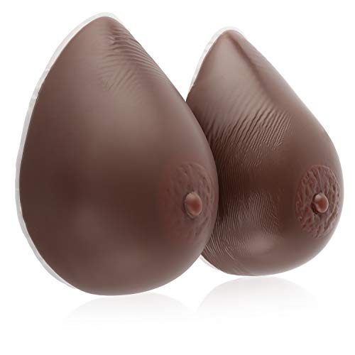 Vollence F Cup 1800g Dark Silicone Breast Form Prosthesis for Cosplay Cross Dresser,Apply for African American
