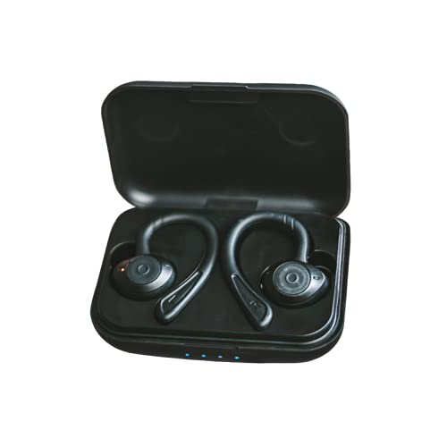 Echelon Auricolari wireless Bluetooth, IPX7, impermeabili, con cancellazione del rumore, microfono, custodia di ricarica USB-C per allenamento, palestra, chiamate, nero