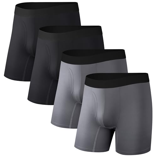 PROTIUM Men’s 4 Pcs Athletic Mesh Boxer Briefs, Breathable Quick-Dry