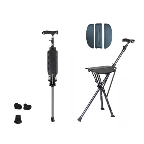 Foldable Walking Stick with Seat - Comfortable Folding Walking Sticks for Ladies & Men, Lightweight Walking Stick with Seat, walking stick chair for Outdoor & Indoor Use (grey)