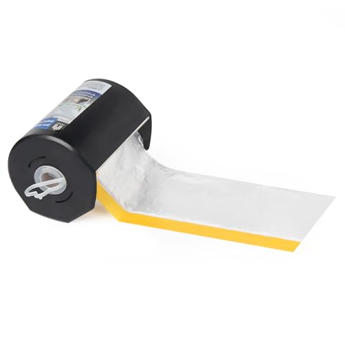 Image of Voomey Pre-Taped Masking Film with Dispenser, Painters Tape with Plastic Attached, Automotive Painters Tape and Drape for Appliances, Furniture, Wood Surfaces & DIY Projects - 1ft x 82ft