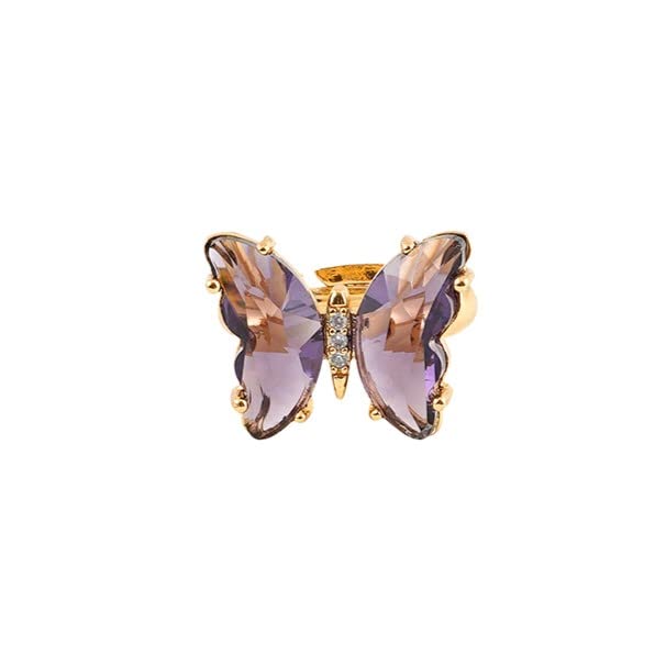 Mabel Butterfly Big Purple Stone Ring-image-5